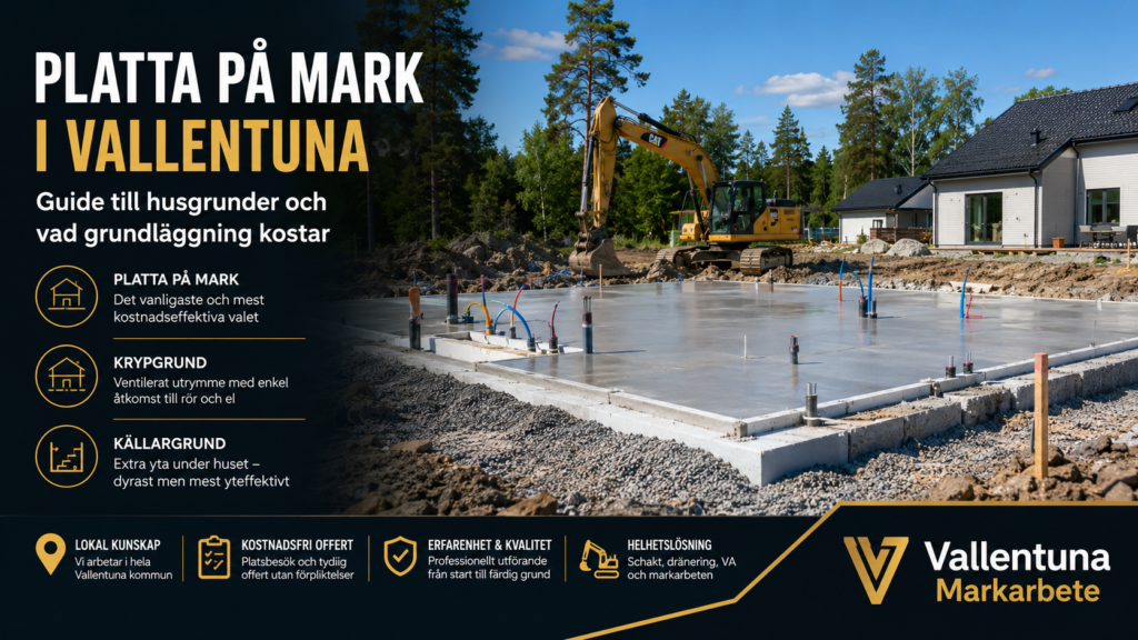 platta på mark Vallentuna – grundläggning och betongplatta för villa