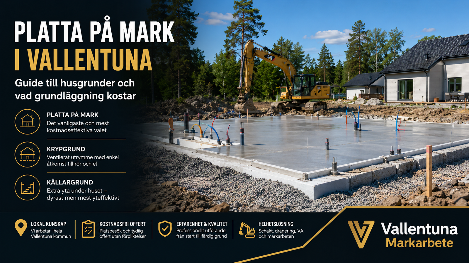 platta på mark Vallentuna – grundläggning och betongplatta för villa